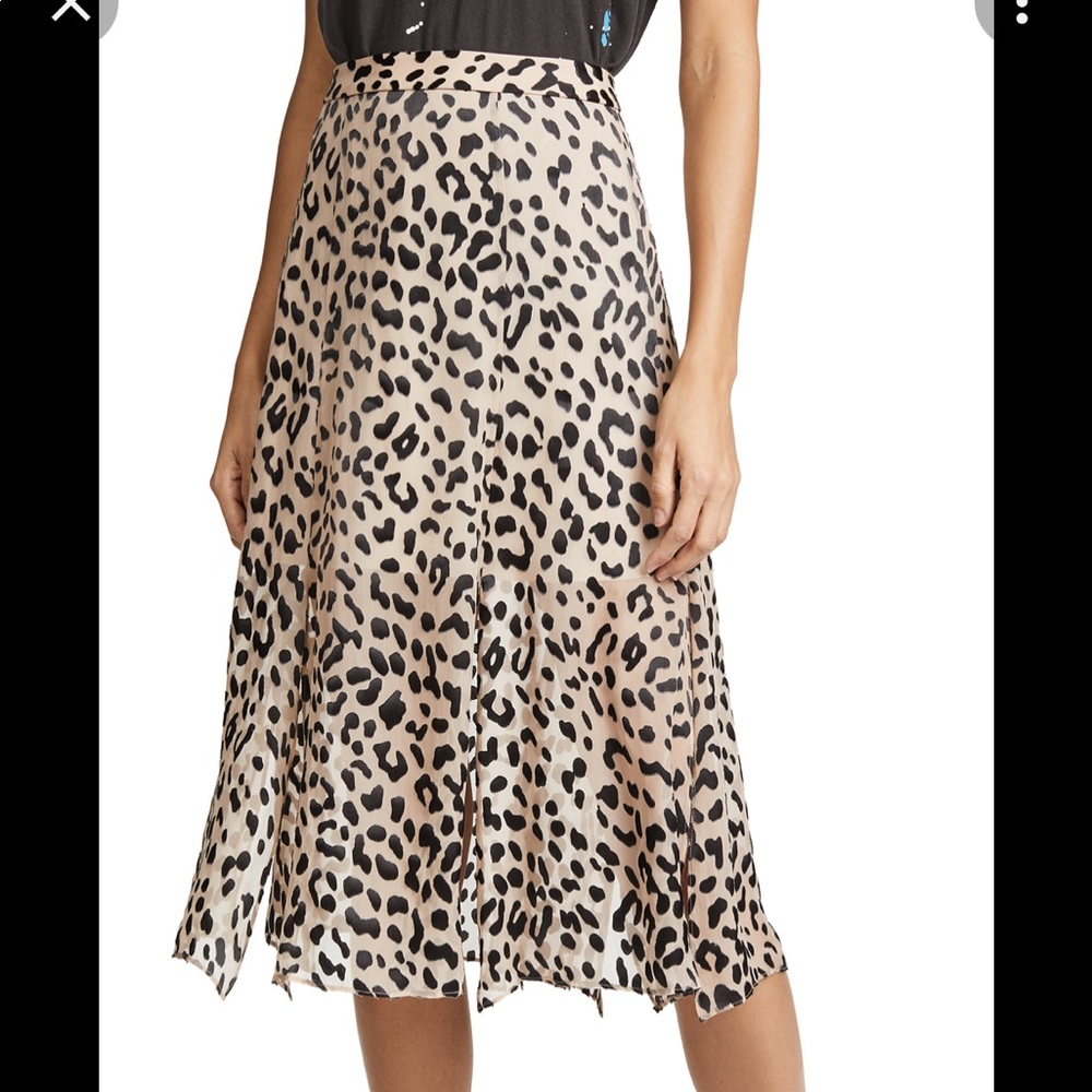Alice + Olivia Athena Leopard Burnout Midi Skirt